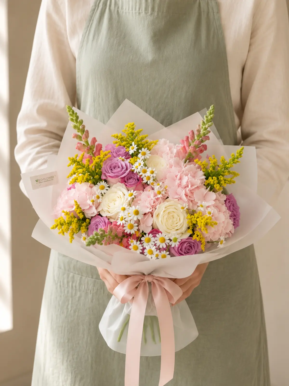 April Light Bouquet, Hydrangeas, Roses bouquet detail 2 by Wildflower in Boston