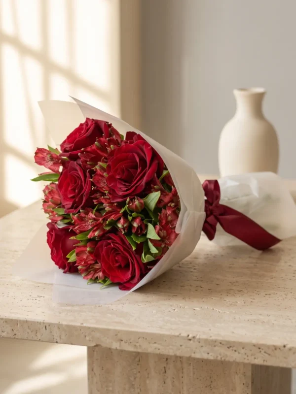 Burgundy Charm Bouquet, Roses, Alstroemeria bouquet by Wildflower in Boston