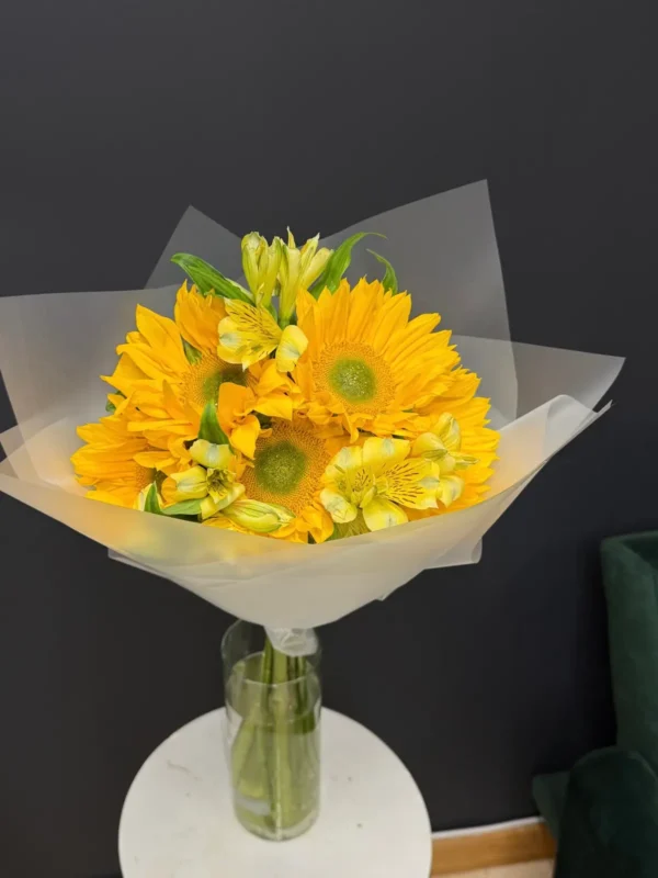 Golden Hour Bouquet, Sunflowers, Alstroemeria bouquet detail 1 by Wildflower in Boston