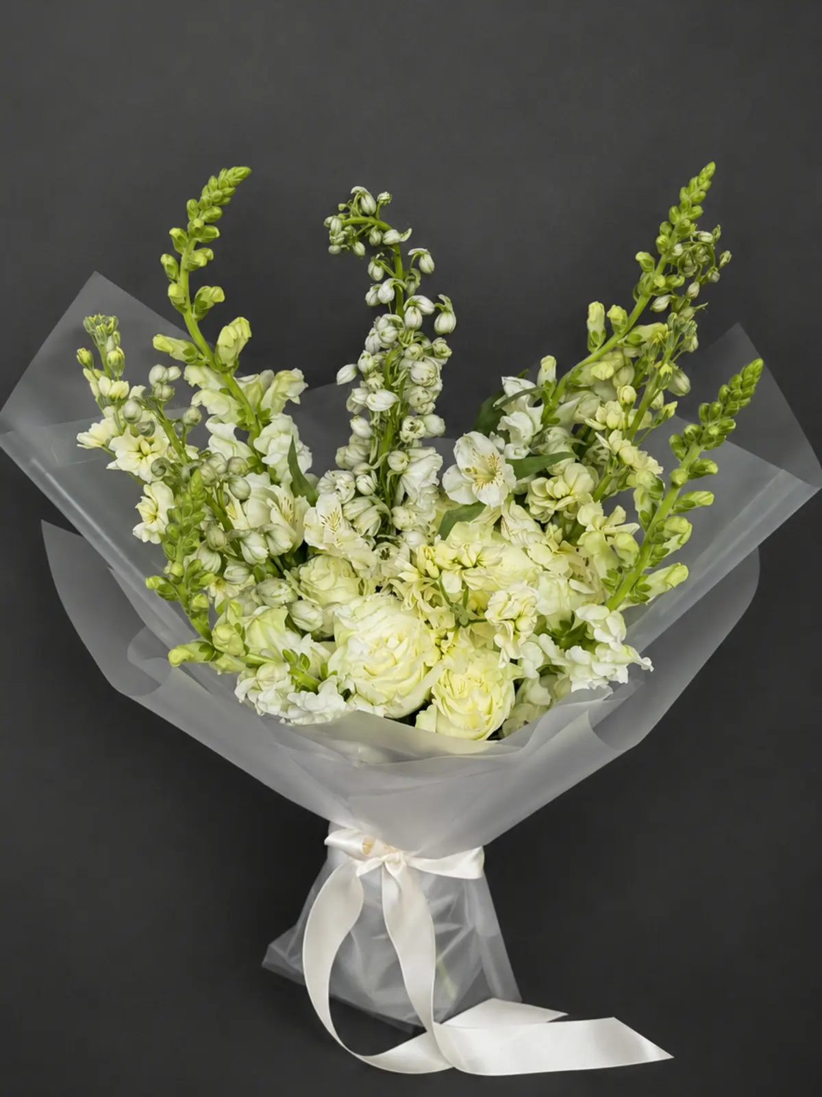 Ivory Bloom Bouquet, Roses, Snapdragons, Stock bouquet detail 1 by Wildflower in Boston