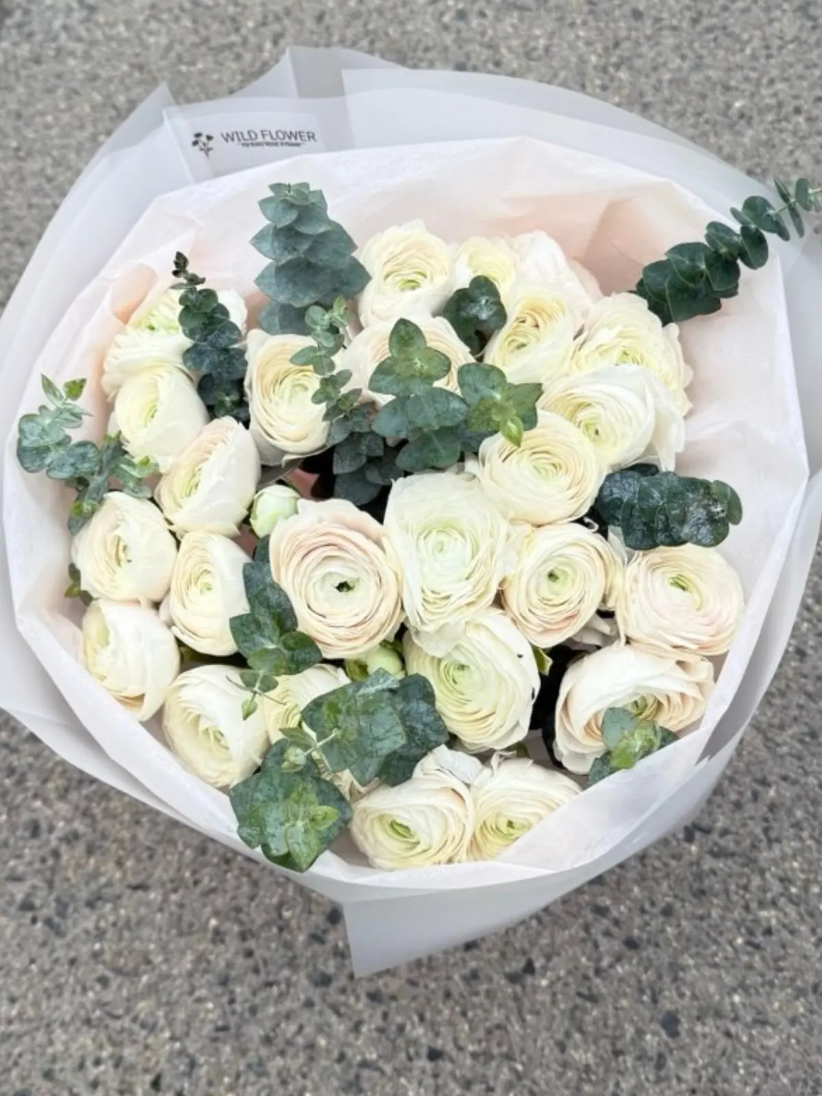 Ivory Ranunculus Bouquet, Ranunculus bouquet detail 1 by Wildflower in Boston