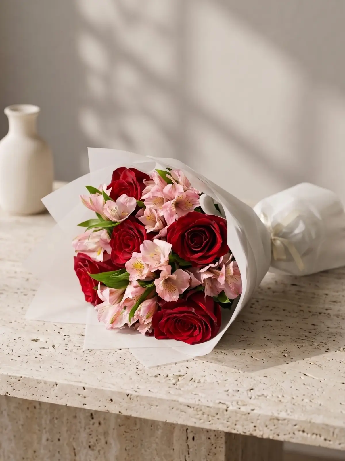 Rose Blush Bouquet, Roses, Alstroemeria bouquet by Wildflower in Boston