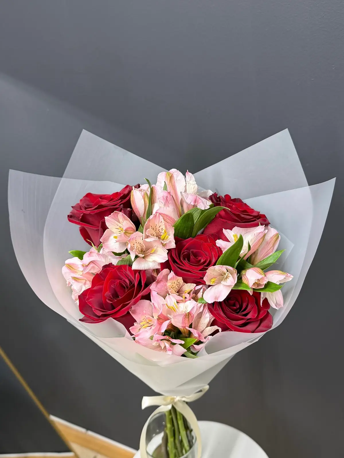 Rose Blush Bouquet, Roses, Alstroemeria bouquet detail 1 by Wildflower in Boston