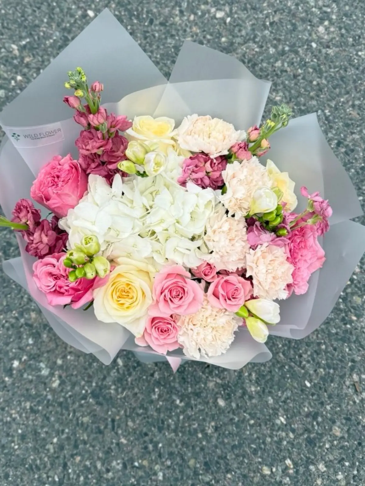Rosewater Grove Bouquet, Hydrangeas, Roses, Carnations bouquet detail 1 by Wildflower in Boston