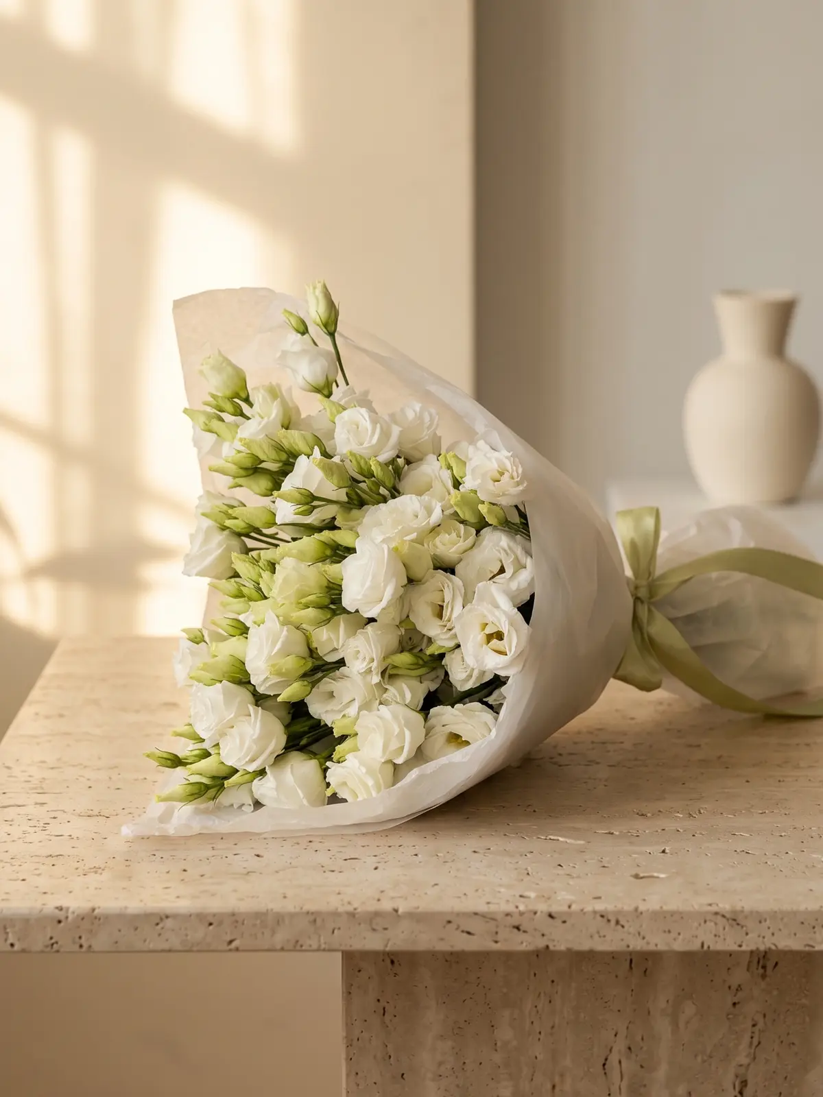Snow Petal Bouquet, Lisianthus bouquet by Wildflower in Boston