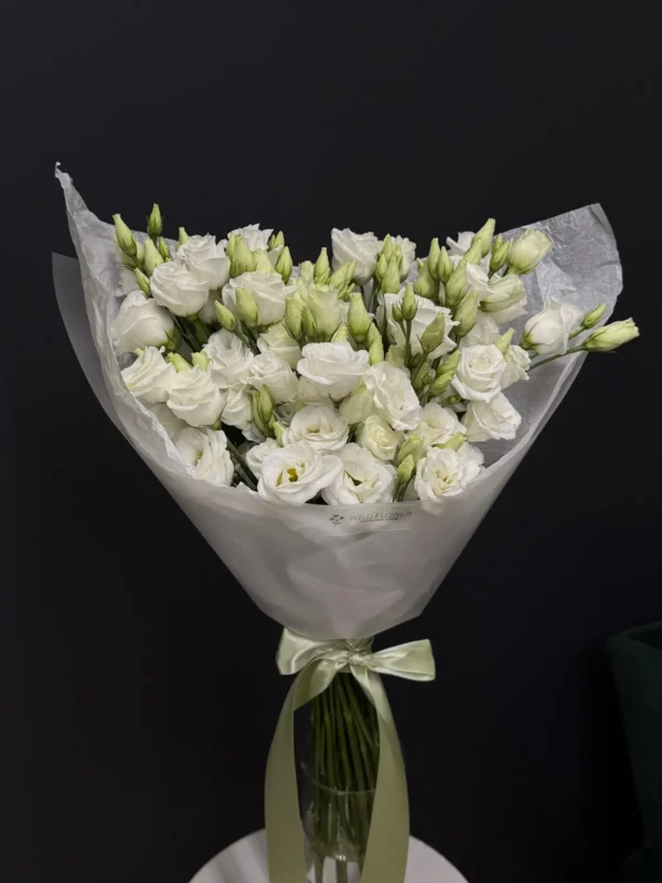 Snow Petal Bouquet, Lisianthus bouquet detail 1 by Wildflower in Boston