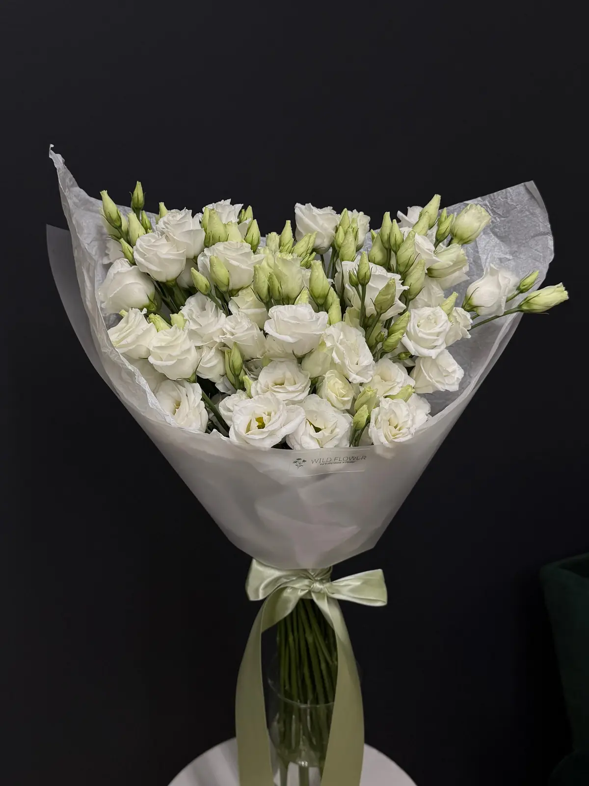Snow Petal Bouquet, Lisianthus bouquet detail 1 by Wildflower in Boston