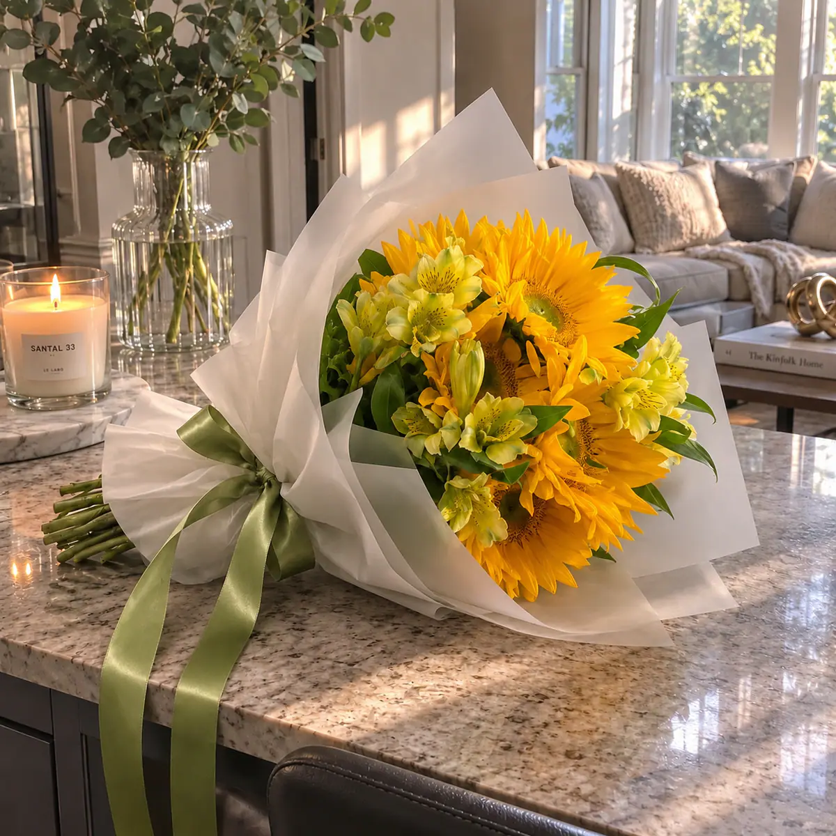 Wild Flower subscription bouquet in a Boston home 1