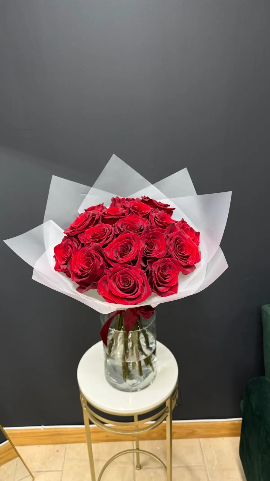 Classic red rose bouquet by Wildflower Boston